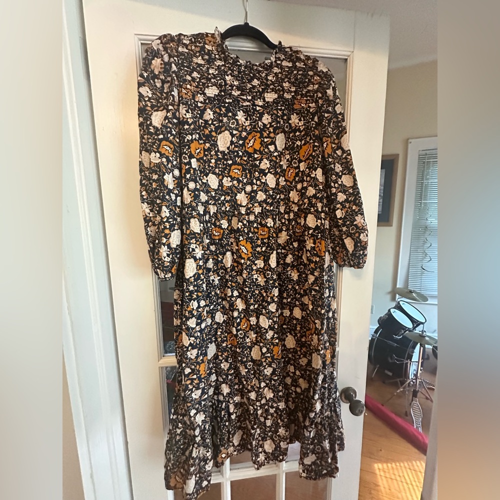 Universal Thread Navy and Orange Patterned Dress